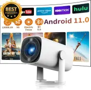 Mini Projector 4K FHD 12000LM WiFi6 BT5.3 Android 11 Auto Keystone Outdoor 180°