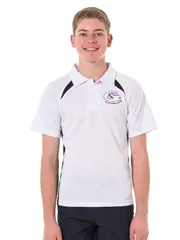 Yrs7-10 SS White/Navy Sports Polo With Emb