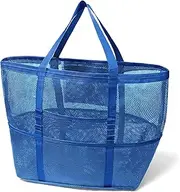 [Gocvo] Mesh Beach Bag, Large Beach Bag Swimming Bag Foldable Mesh Tote for Your Family Beach Trip