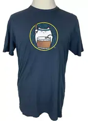 Next Level Apparel Men's Blue Bongo Cat Crew Neck Tee Shirt Size Large