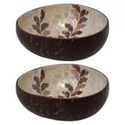 2PK LVD Fern Natural 13cm Decorative Coco MOP Bowl Home Decor Round