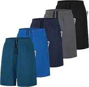 [ZENGVEE] 3 or 5 Pack Mens Gym Running Shorts Quick Dry Workout Athletic Training Fitness Shorts with Pockets
