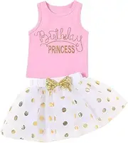 [Thorn Tree] Girls Skirts Set Sleeveless T-Shirt & Lace Skirt Summer Cute Kids Princess Birthday Printed Outfits