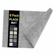 Faux Leather Heat Resistant Placemats – Waterproof Set of 6 Light Grey