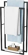 KES Standing Towel Rack with Heavy Marble Base, 97cm H Towel Racks for Bathroom 2-Tier, Blanket Rack for Bathroom Floor, Matte Black, BTH501-BK