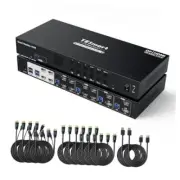 HDMI+DP MST KVM Switch 4 Monitors 4 Computers For 4 Desktops PCs Quad Monitor