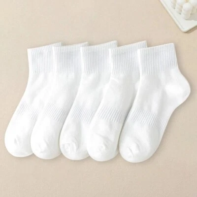 Kids Cotton Ankle Boys Girls Plain Black White Grey Navy School Socks