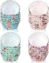 Yaomiao 600 Count Floral Cupcake Liners Tea Party Baking Paper Easter Flower Muffin Cupcake Liners Wrappers for Tea Party Wedding Birthday Baby Shower Decorations, 4 Styles
