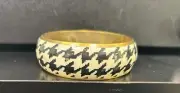 Chunky Vintage Gold Bangle with Creme & Black Design New