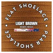 Light Brown Flat Shoelace Custom Length Casual Laces Sneakers Boots Shoe PF10MM1