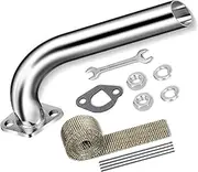 FVRITO Exhaust Pipe Header for CT200u Coleman BT200X CT200U-EX KT196 Mini Bike Go Kart Predator 212cc 224cc 196cc 6.5HP GX160 GX200 Clone Engine Baja Warrior MB200 Performance Parts Silver