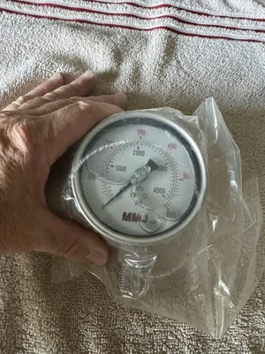 MMJ kPa Pressure Gauge Glycerin Liquid Filled 0-600 PSI 0-4000 kPa Dual Scale