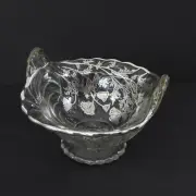 Vintage Silver City Footed Candy Dish Flanders Flower Silver Inlay Handles 6"x4"