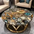 Wild Agate Round Coffee Table Top, Agate Table, Stone Dine Table Top Home Decor