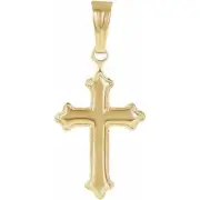 Youth Cross Pendant Petite Etched Edge 14K Yellow Gold