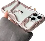 [QoKcoahn] Snake Phone Case for iPhone 12/12 Pro Bling Luxury 3D Hollow Snake Electroplating Soft TPU Heat Dissipation Protective Case Matte Pink