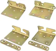 DDHOMIN 4 Set Heavy Duty Bed Rail Brackets Hinges, Modern Style, Steel Material, Electroplated Finish, Color Zinc Coating