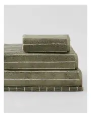 [Sheridan] Aven Stripe Cotton Towel Collection in Green Olive