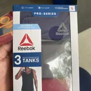 Reebok Men’s 3 Performance Tanks Pro-Series Anti-odor /Cool-Dry Stretch Size S.