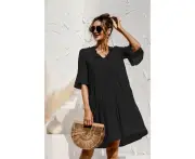 Short Sleeve Dress - Black - Black