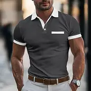 Men's Cotton Polo Shirt Golf Shirt Casual Sports Lapel Ribbed Polo Collar Short Sleeve Fashion Basic Plain Classic Summer Spring Slim Fit White Red Blue Gray C
