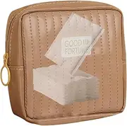 Tampon Storage Bag, Period Bag for Girls, Period Pillow, Menstrual Bag, Portable Zip, PU Leather, Tampon Pockets, Nursing Pad Holder, Menstrual Insert Bags for Teena, Multicoloured, Brown, See