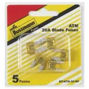 Mini Auto Blade Fuse, 20-Amp, Yellow, 5 Fuses Per Card
