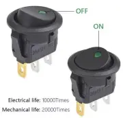 Green LED switch 3 Pin 12V 20A Car Truck Round Rocker Toggle ON/OFF SPST Switch