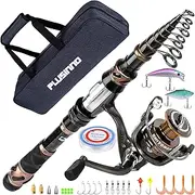 PLUSINNO Fishing Rod and Reel Combos, Toray 24-Ton Carbon Matrix Telescopic Fishing Rod, 12 +1 Shielded Bearings Stainless Steel BB Spinning Reel