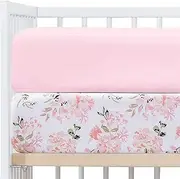 Crib Sheets Girl 2 Pack Set, 2 Pack Toddler Bed Sheets Set, Floral Print Fitted Crib Sheet for Standard Crib & Toddler Mattress, Size 28 x 52 inches, Pink N Floral