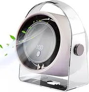 Silent Desk Fan, Rechargeable Small Bedroom Fan, Desktop Air Ventilator Leafless for Bedroom Beach Car Travel Camping Workplace Dorm Bathroom Kitchen Home Hiking
