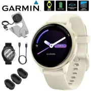 Garmin VIVOACTIVE 6 Health and Fitness GPS Smartwatch, Bone + Accessories Bundle
