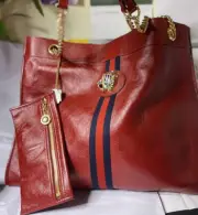 Gucci ShoulderBag Rajah Strass Ophidia Red Leather Golden Double Chain Strap XL