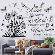 Inspirational Wall Stickers Quotes Wall Art Accept Let Go Have Faith Dandelion W