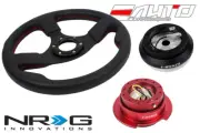 NRG 320mm 1.5" DP Race Leather Steering Wheel Red St 130H Hub Gen2.5 Red Release