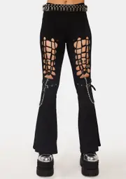 [Dark In Love] Alternative Rebel Cutout Sexy Bell-Bottom Trousers