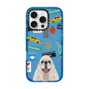 iPhone 16 Pro Impact Case Cocker Spaniel NYC clear cell phone case for dog breed lovers new york city