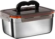 AIMALL 3500ml Stainless Steel Lunch Box, Large Capacity Food Storage Container with Leak-Proof Silicone Seal, Foldable Handle, Versatile for Meal Prep, Oven & Steamer Safe