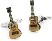 [Vcufflinks] Guitar Cufflinks Electric Guitar Brown Black Cuff Links