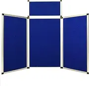 ISXACFF 3+1 Panel Trade Show Presentation Board 70.8“ x 35.4” Folding Panel Table Top Display Tri Fold Display Board Black Single Sided Tabletop Display 4 Panels (Blue)