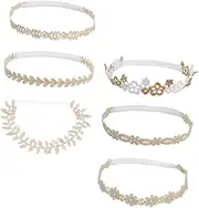 IWOWHERO 6pcs Girl Lace Headbands Floral Elastic Hair Accessories for Charming Design with Unique Flower Patterns for Parties and Everyday Wear