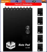 NEW 5x Spirax P560 Pocket Notebook Spiral Top Opening 96 Page 112x77mm Black
