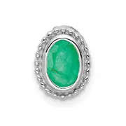 14k White Gold Oval Emerald Chain Slide