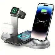 15W Fast Wireless Charging Station - 5 In 1 Wireless Charger Station Type-C Fast Charging Stand
