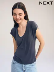 Charcoal Grey Premium Modal Rich Short Sleeve Scoop Neck T-Shirt (N65419) | $34