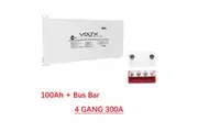 VoltX 12V 100Ah Blade Lithium Battery + Bus Bar M8 Power Distribution Terminal Block (4 GANG 300A Red)