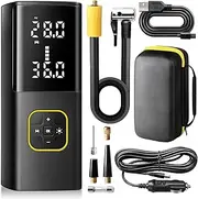 ZUNE LOTOO Cordless Rechargeable Tire Inflator Portable Air Compressor for Car Tires, 150PSI Battery Powered Bike Pump with Digital Pressure Gauge, Auto Shutoff Air Pump for Motorcycle E-Bike Ball