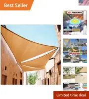Waterproof Sand Beige Sun Shade Sail - 190 GSM Tough Fabric with 3-