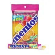 Mentos Candy Mint Chewy Candy Roll Fruit Non Melting 1.32 Oz 6 count Pack of 1