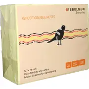 BIBBULMUN YELLOW REPOSITIONABLE STICKY NOTES 127mm x 76mm 100 Sheets Per Pad Pack of 12